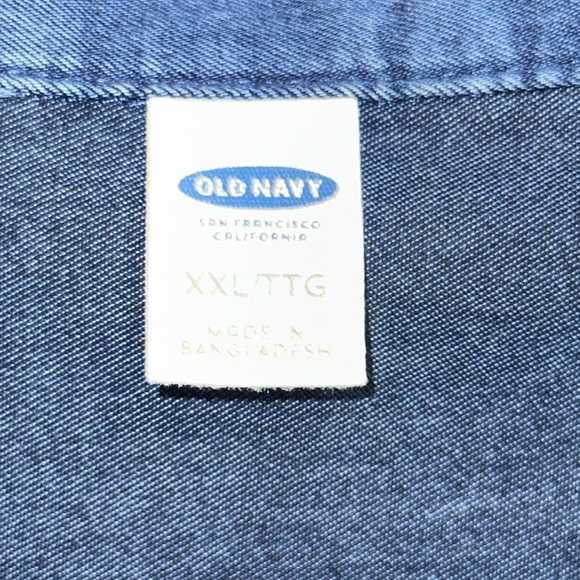 Old Navy Chambray Dark Wash Cotton 1/2 Button Down Shirt Dress XXL EUC - Picture 5 of 6